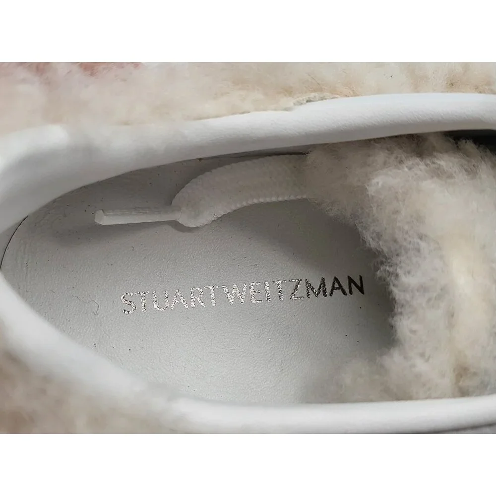 Stuart Weitzman Daryl Cozy Shearling Sneakers Women's 5.5B White Leather‎ NWOB